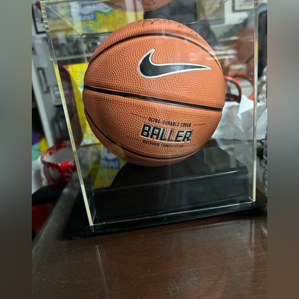 Rajon Rondo Autographed Basketball with Display Case